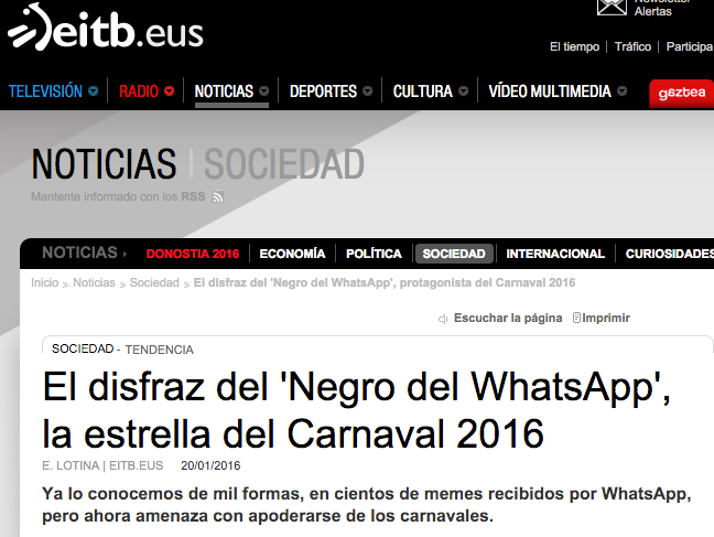 Disfraz del Negro del WhatsApp, la estrella del Carnaval - Blog de  Disfrazzes