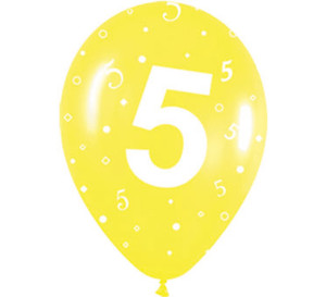 Bolsa 10 Globos látex con el número 5 