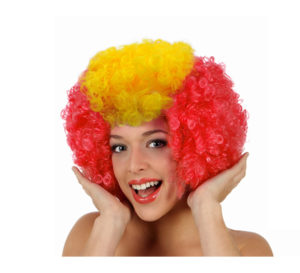Peluca rizada Payaso con la Bandera
