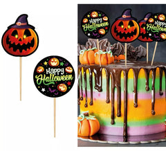 12 Palillos Decorativos con papel Pumpkin 6 cm