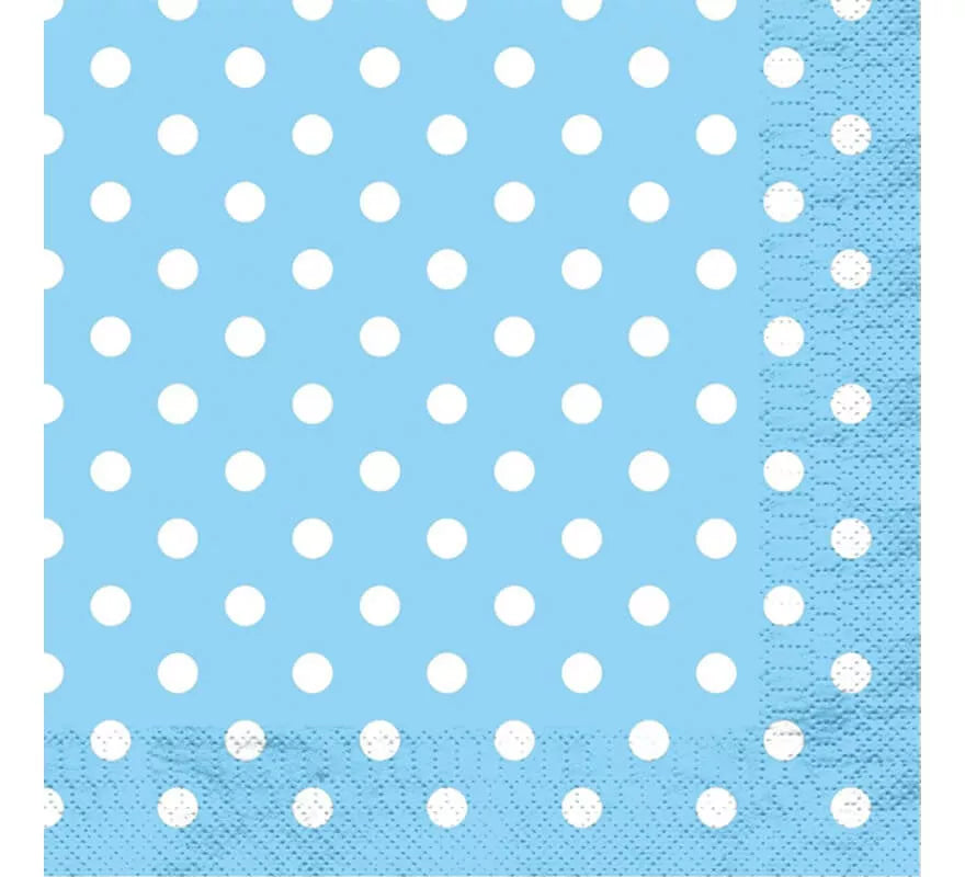 Translation missing: es.12 Servilletas Celestes con Topos Blancos de 33x33 cm