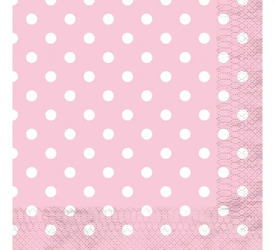 Translation missing: es.12 Servilletas Rosa con Topos Blancos 33x33