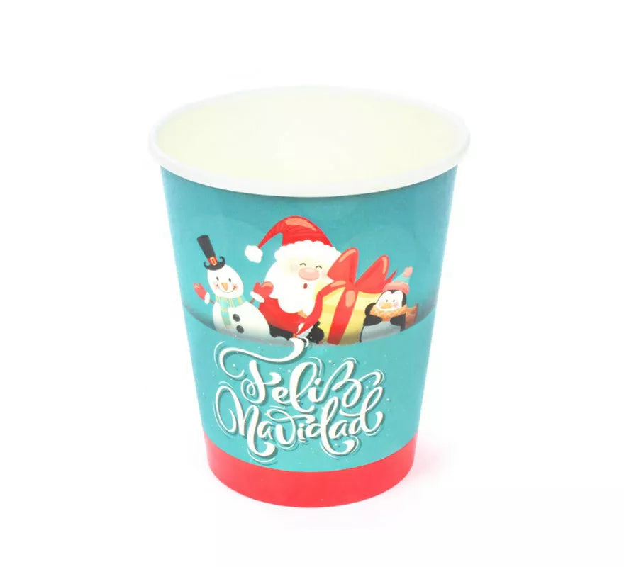 Translation missing: es.12 Vasos de papel de Feliz Navidad Azul y Rojo de 270 ml