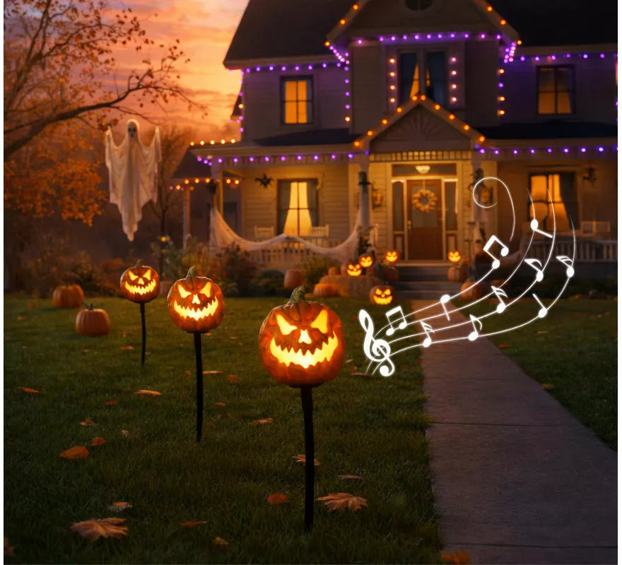3 Calabazas con Luz y Sonido de 13 cm