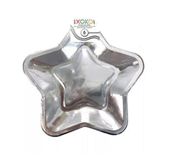 6 Platos de papel Estrella Plateada de 23 cm
