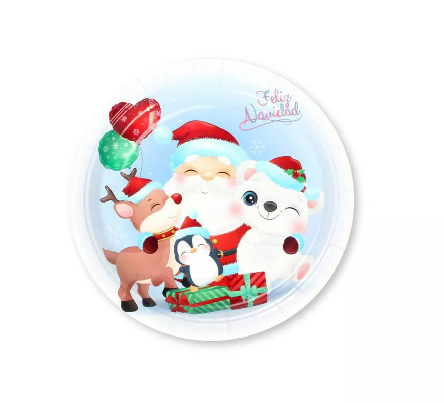 Translation missing: es.6 Platos de papel para Navidad de Papá Noel de 23 cm