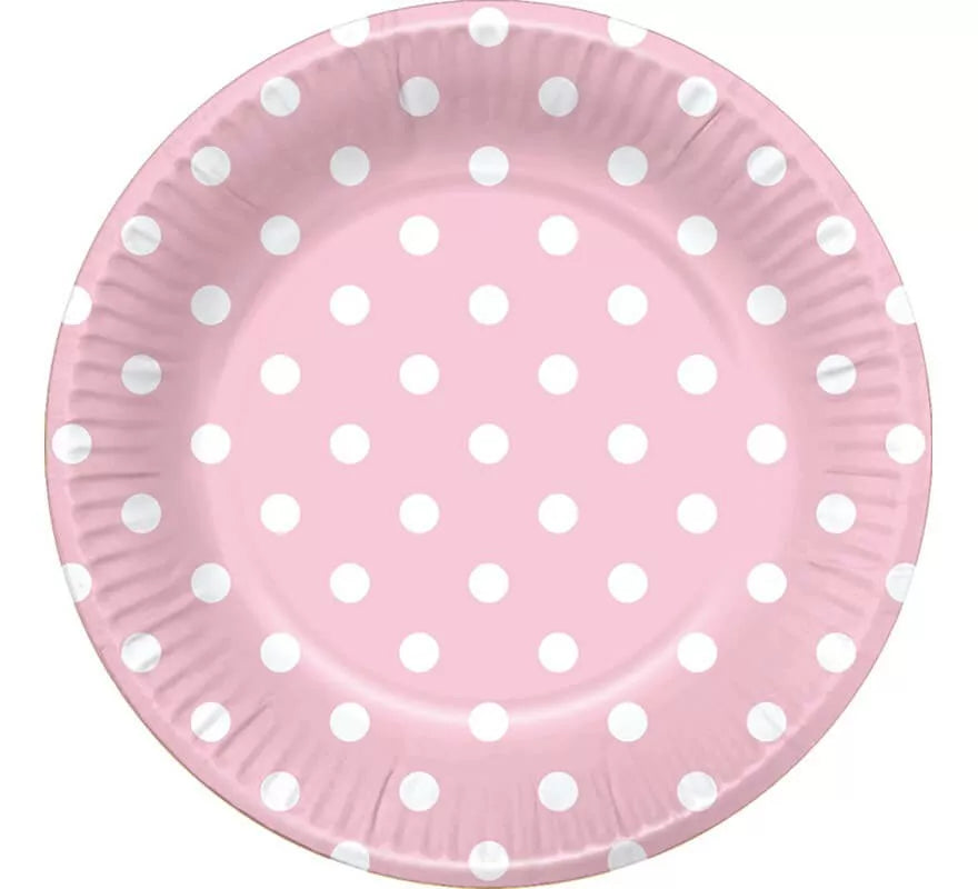 Translation missing: es.6 Platos Rosas con Topos Blancos 22 cm