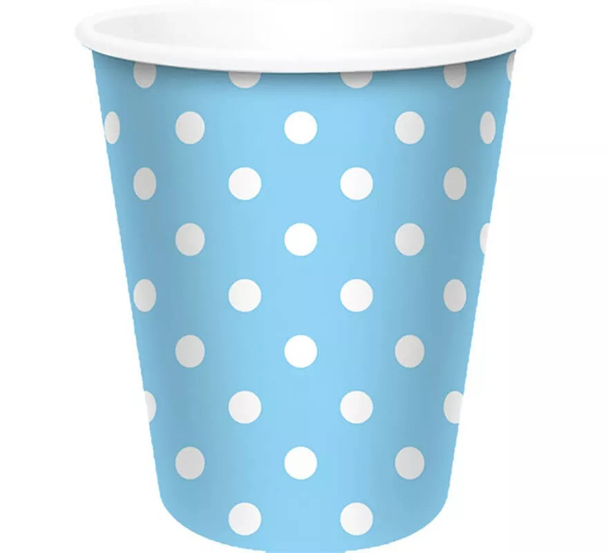Translation missing: es.6 Vasos Celestes con Topos Blancos de 250 ml