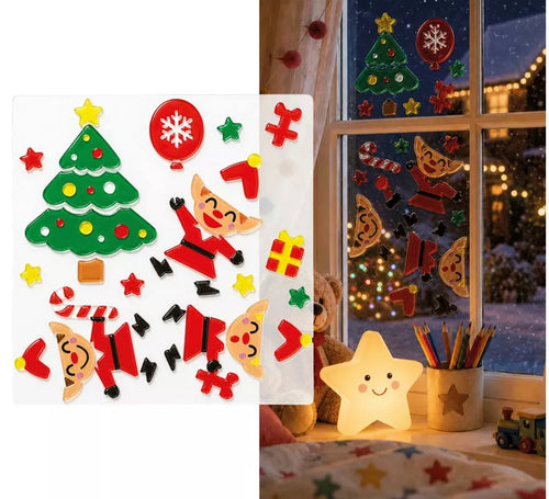 Adhesivo de Gel con Figuras Navideñas de 20x25 cm