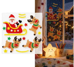 Adhesivo de Gel de Papá Noel y Reno de 20x25 cm