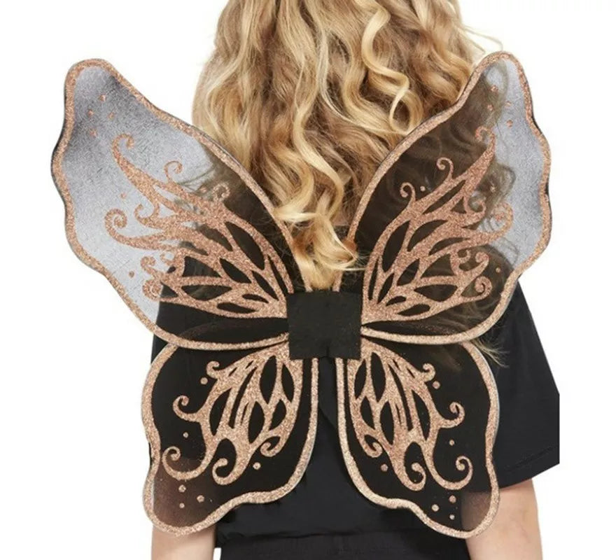 Translation missing: es.Alas de Mariposa Botánicas Doradas con brillo de 43cm