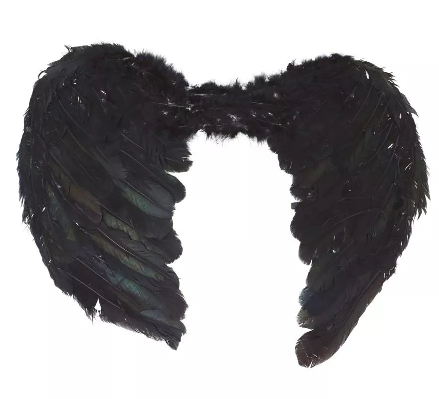 Translation missing: es.Alas negras de plumas de 50 cm. para Halloween