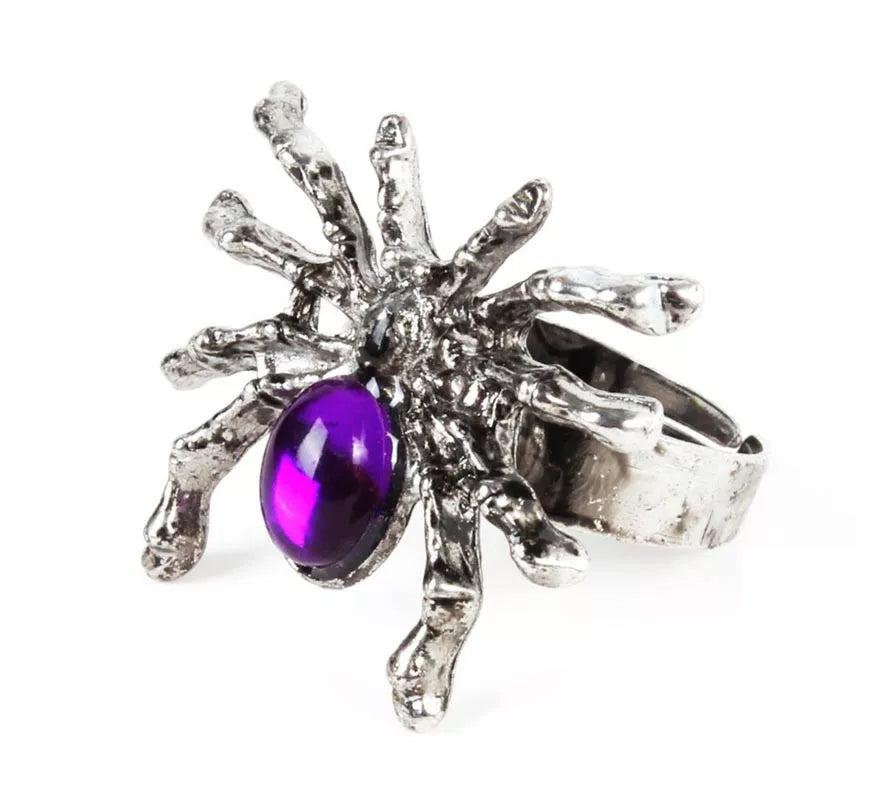 Translation missing: es.Anillo Araña piedra morada de metal