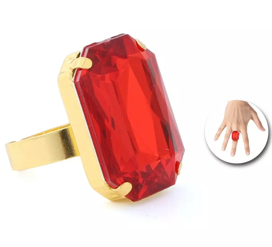 Translation missing: es.Anillo con piedra roja rectangular