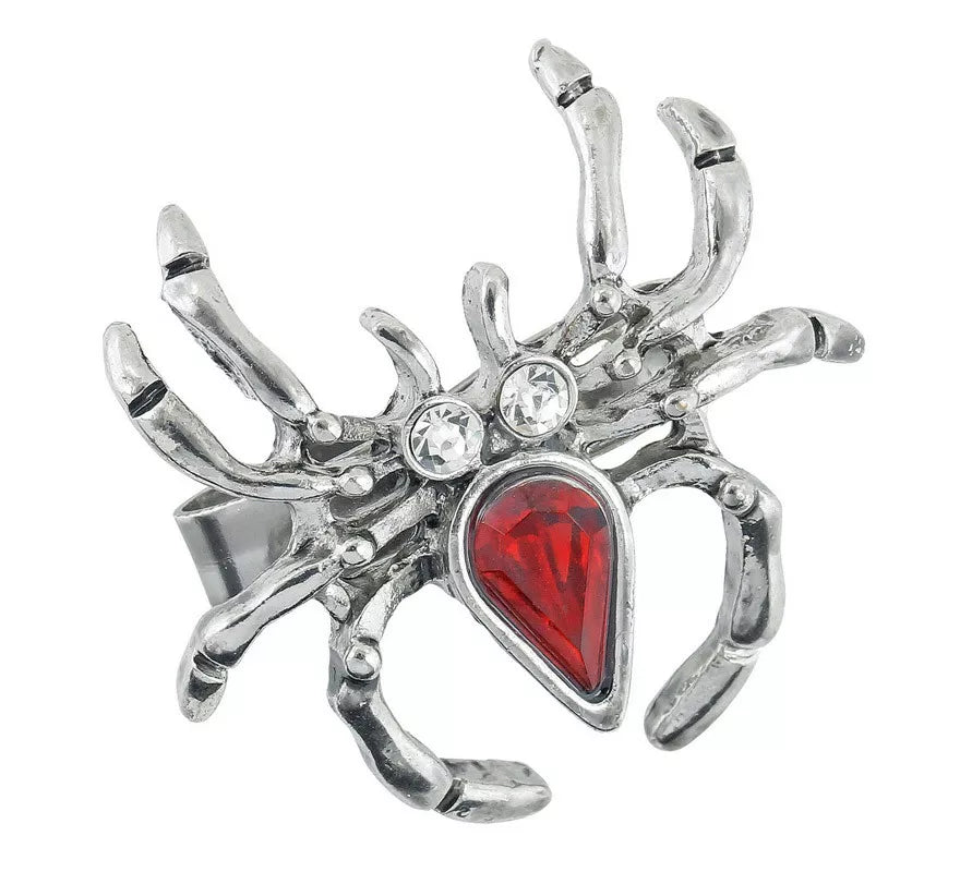 Translation missing: es.Anillo de Araña con Piedra Roja y Pedrería