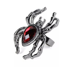 Anillo de Araña con rubí falso de metal