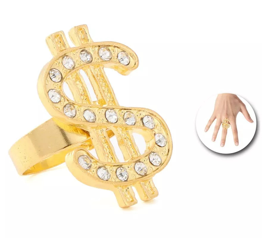 Translation missing: es.Anillo dorado con signo de dólar brillante