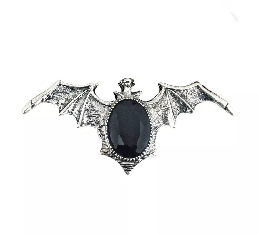 Translation missing: es.Anillo Gótico de Murciélago con Piedra Negra