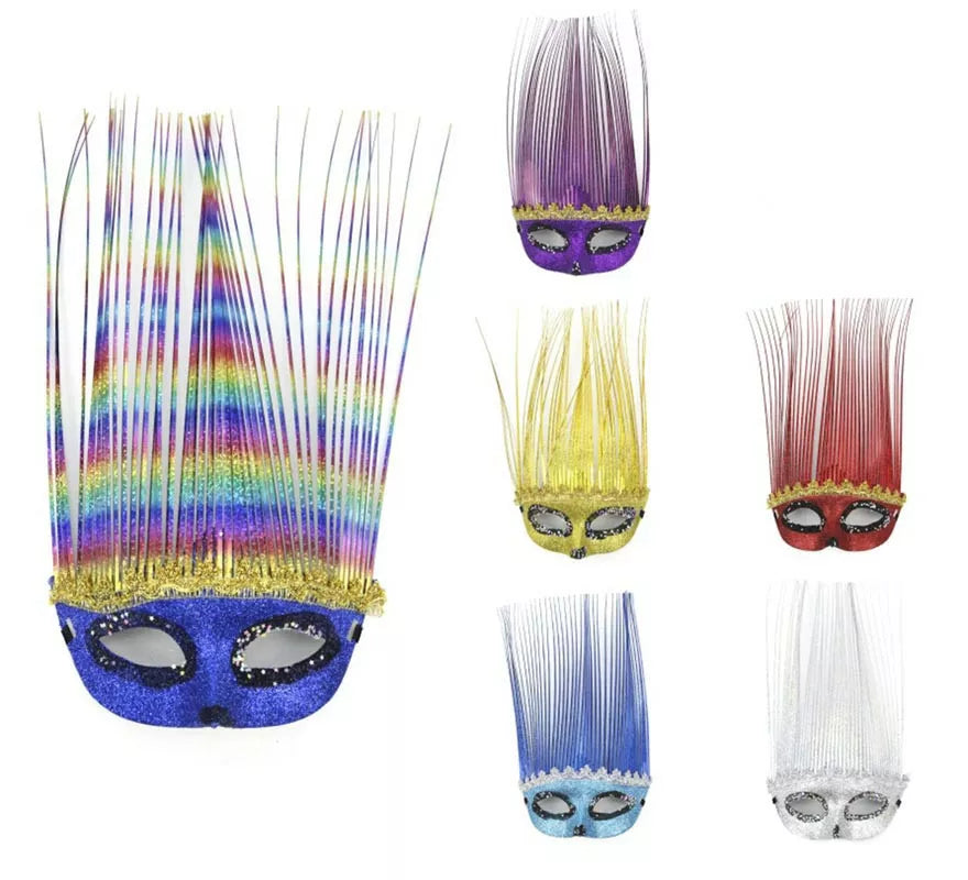 Translation missing: es.Antifaz Carnaval con línea de espigas colores surtidos