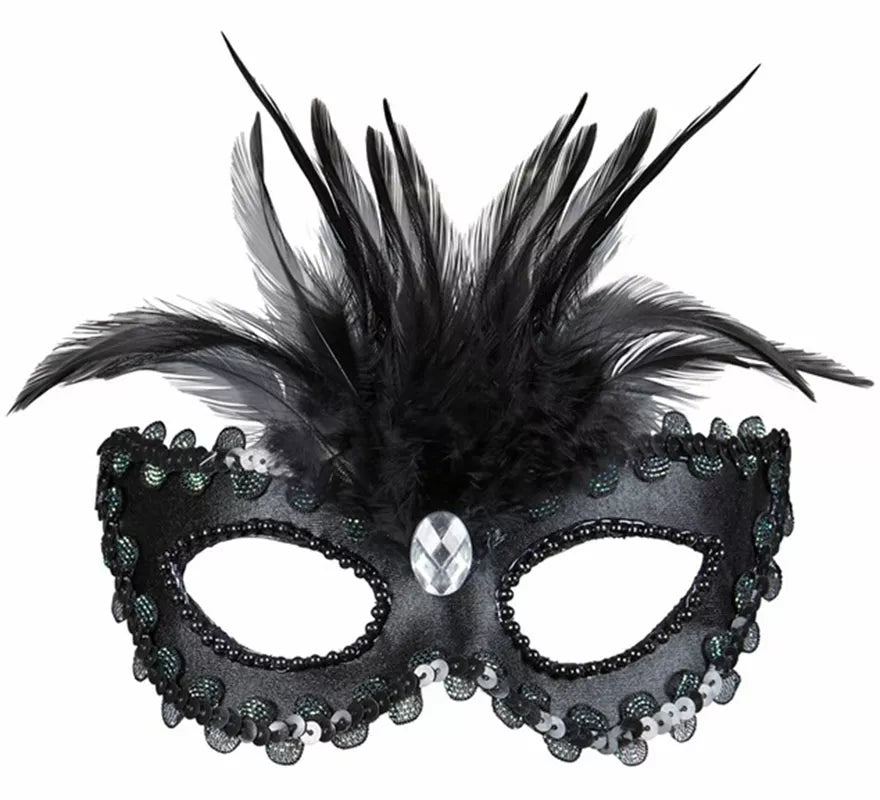 Translation missing: es.Antifaz Elegante negro con Plumas