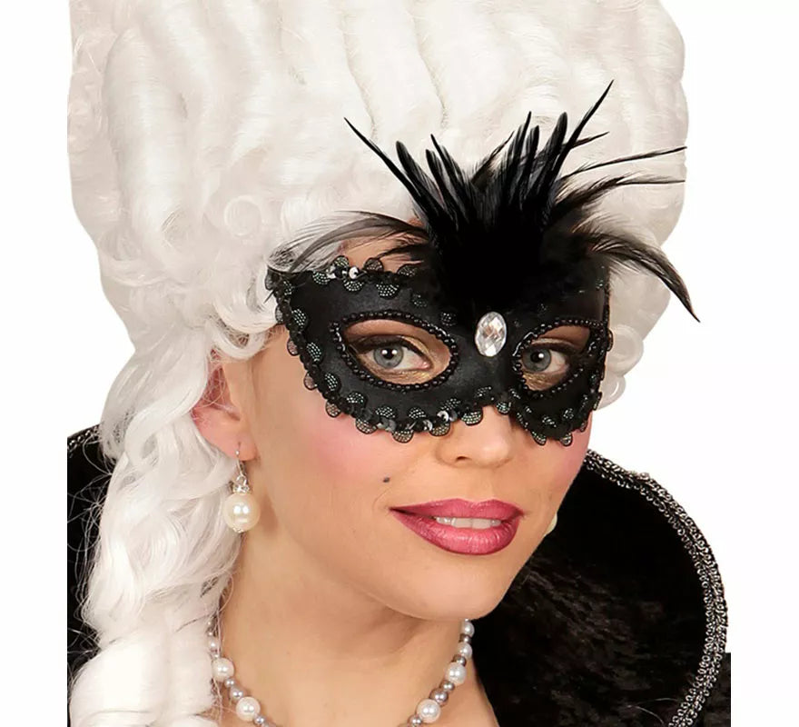 Translation missing: es.Antifaz Elegante negro con Plumas