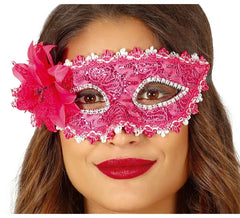 Antifaz Fucsia con Flor
