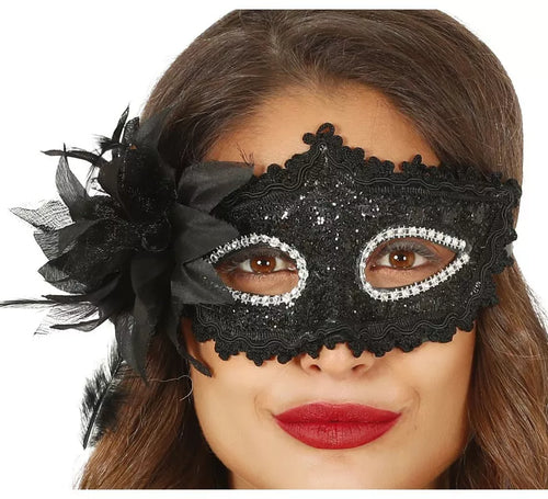 Antifaz Negro con Flor