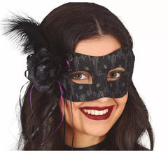 Antifaz Negro con Pluma