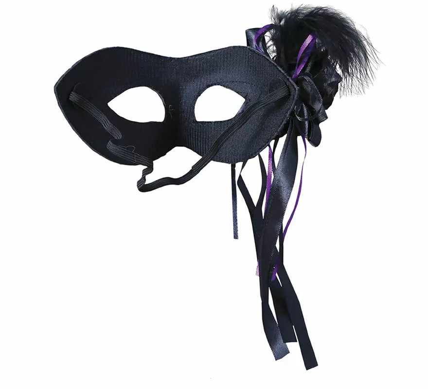 Antifaz Negro con Pluma