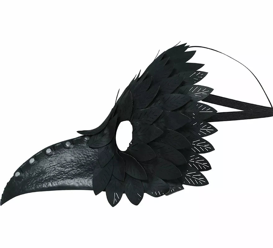 Antifaz negro con Plumas y Pico