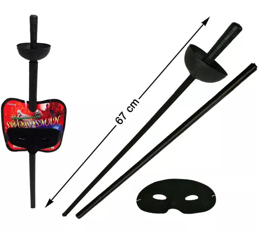 Translation missing: es.Antifaz y Florete con Funda Negro 67 cm