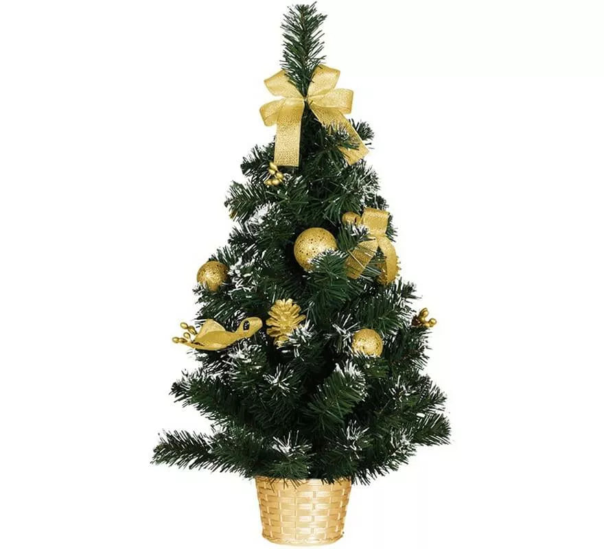 Translation missing: es.Árbol de Navidad Decorado Oro Nevado de 60 cm con Maceta