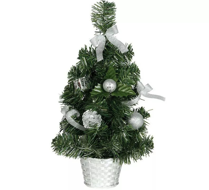Translation missing: es.Árbol de Navidad Decorado Plata de 30 cm con Maceta