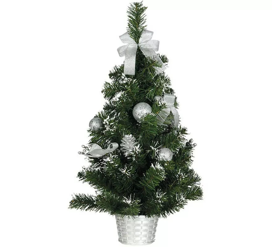 Translation missing: es.Árbol de Navidad Decorado Plata Nevado de 60 cm con Maceta