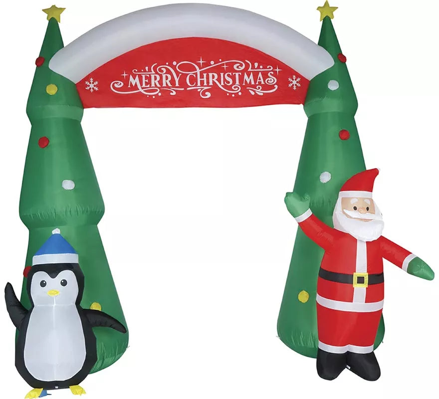 Arco Hinchable de Navidad Papá Noel y Pingüino de 240 cm