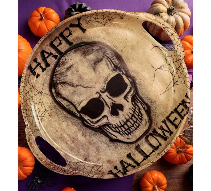 Translation missing: es.Bandeja con Calavera Happy Halloween con Asas de 30 cm