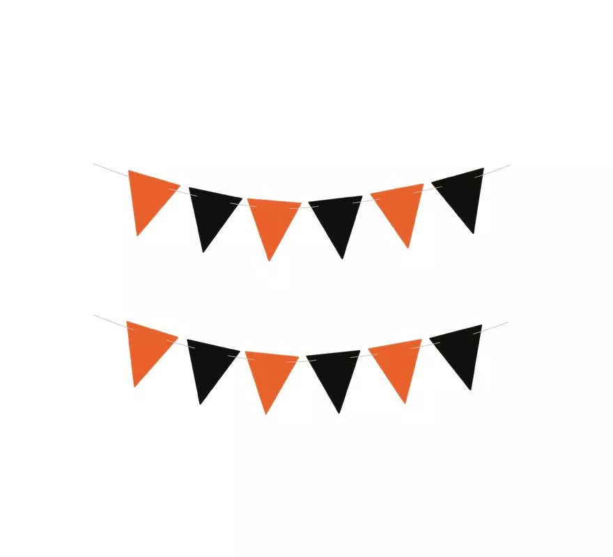 Translation missing: es.Banderines Halloween negro y naranja de 3 m