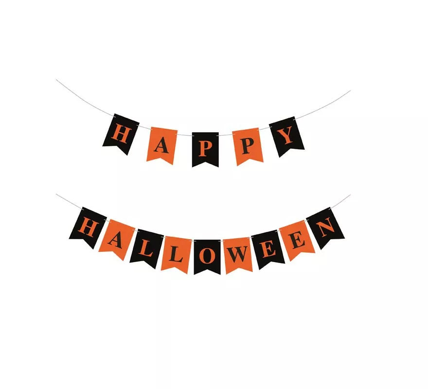 Translation missing: es.Banner de Happy Halloween negro y naranja de 3 m