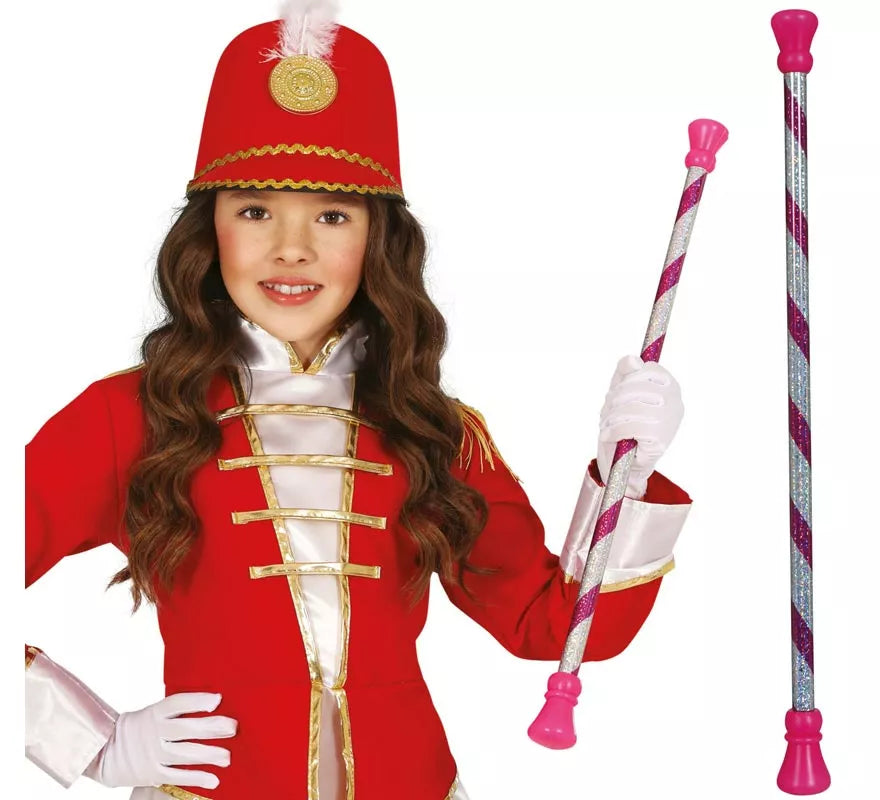 Translation missing: es.Bastón Majorette rosa y blanco de 54 cm