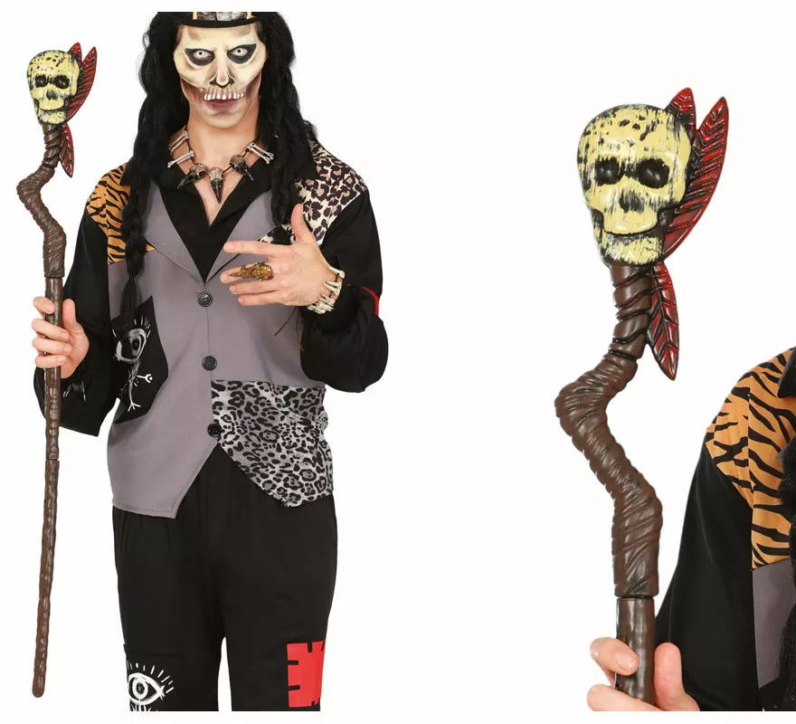 Translation missing: es.Bastón Vudú con Calavera y Plumas de 100 cm
