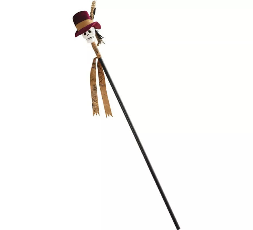 Translation missing: es.Bastón Vudú Negro con calavera 112 cm