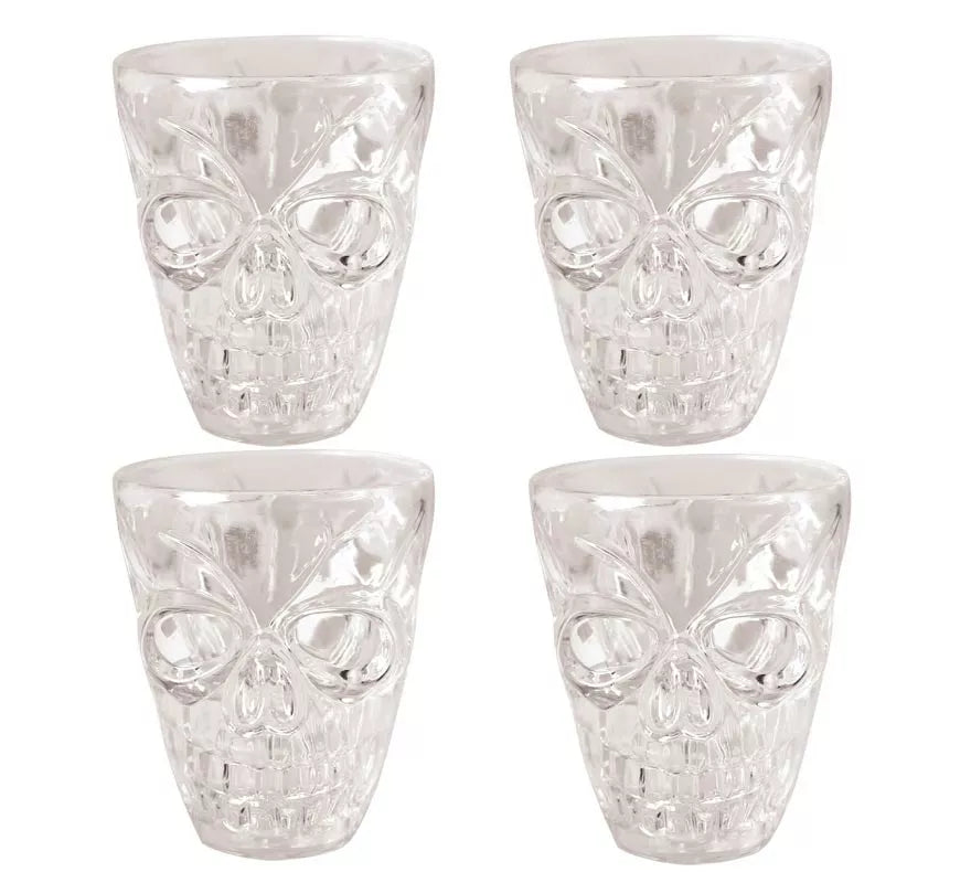 Blíster 4 Chupitos Calavera 5,5 Cm