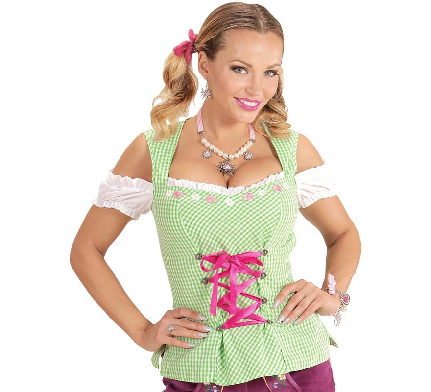 Translation missing: es.Blusa de Bávara verde y rosa para mujer