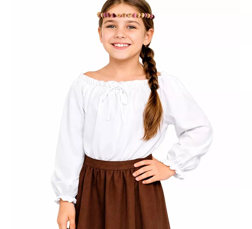 Translation missing: es.Blusa Medieval blanca para niña