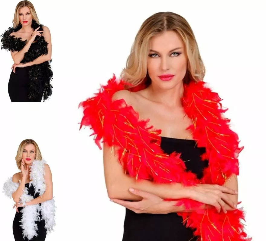 Translation missing: es.Boa de Plumas con espuma dorada de 1,80 m y 50 g en varios colores