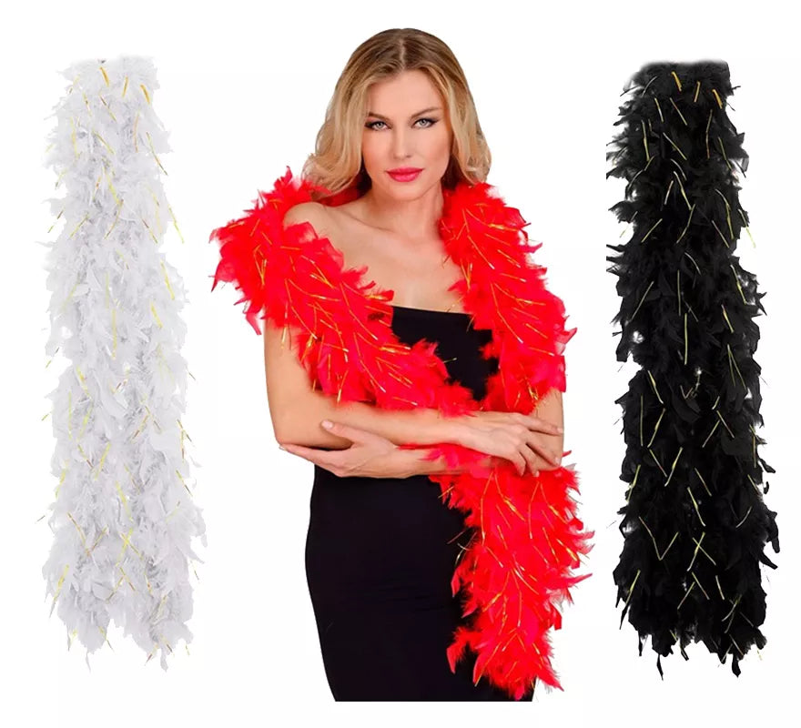 Translation missing: es.Boa de Plumas con Espuma dorada de 1,80 m y 80 g en varios colores