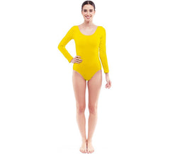 Body o Maillot amarillo manga larga para mujer