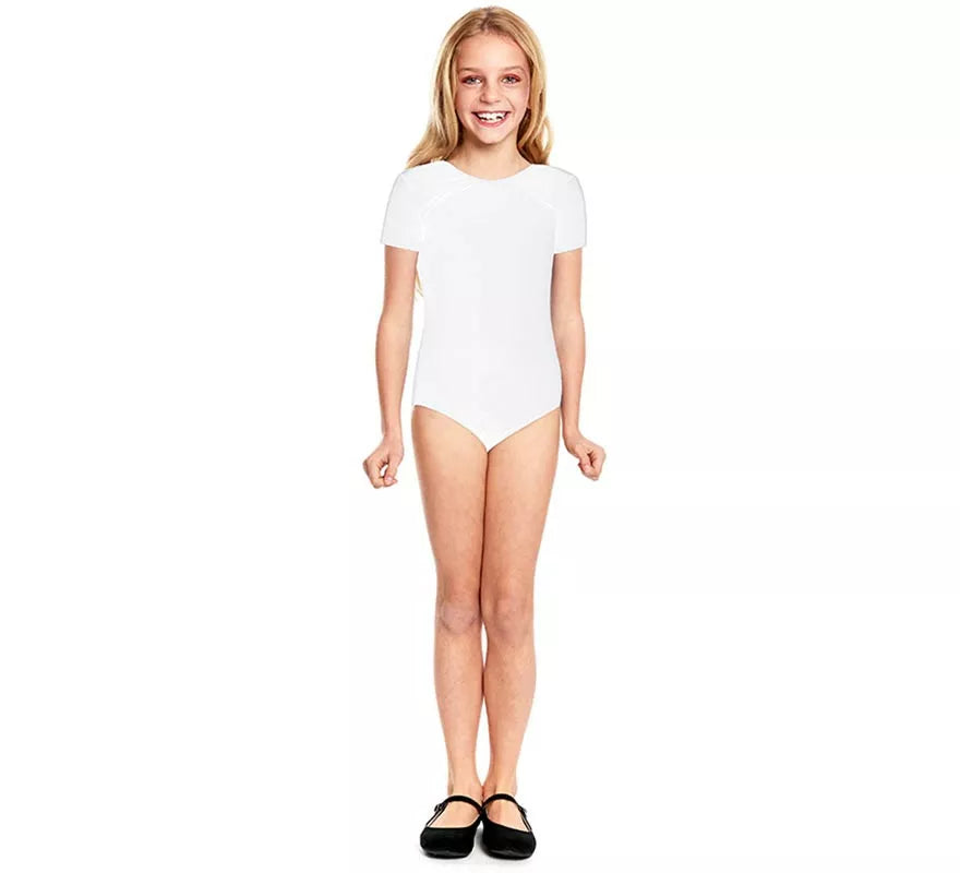 Translation missing: es.Body o Maillot Ballet blanco manga corta para niña