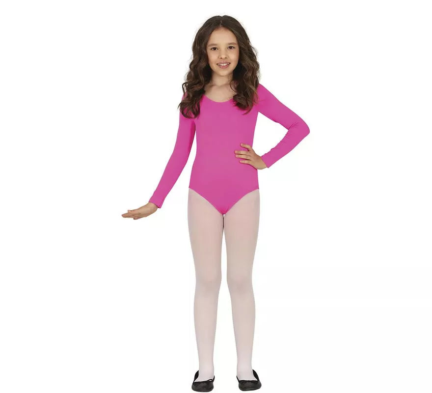 Body o Maillot Fucsia manga larga para niños