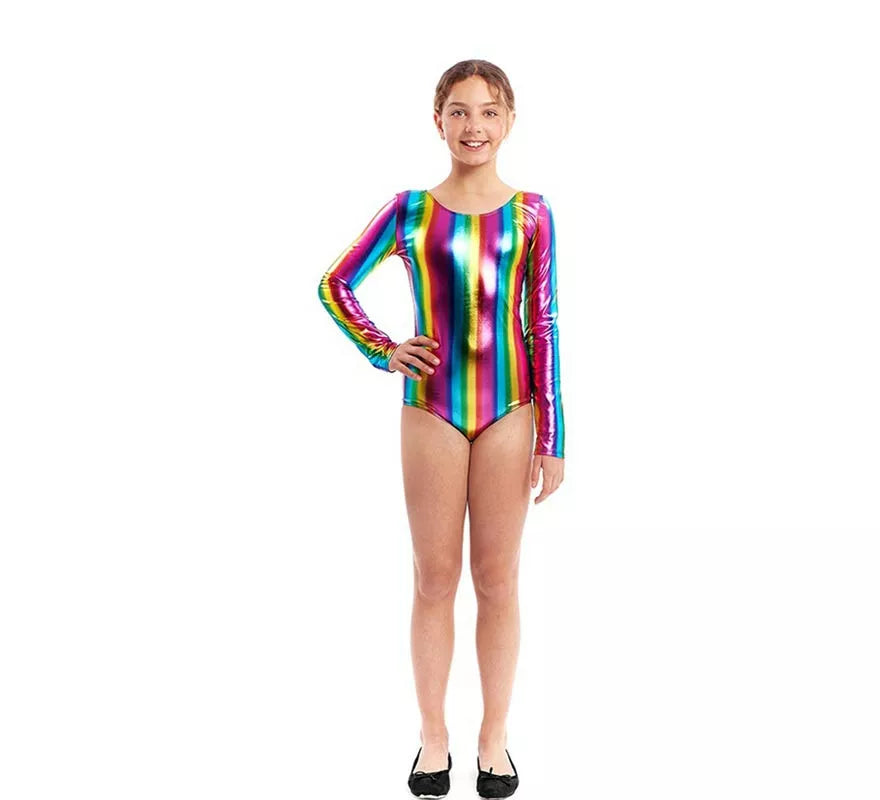 Translation missing: es.Body o Maillot multicolor metal manga larga para niña